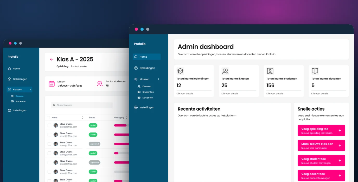 Het Profolio-leerplatform op desktop.